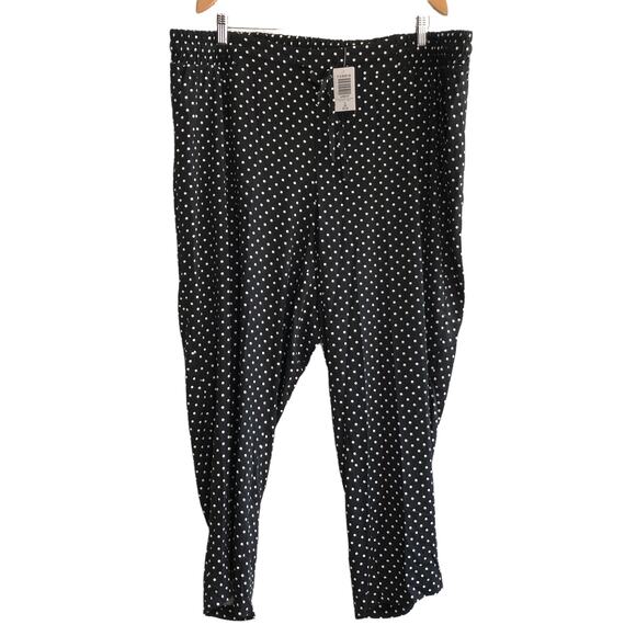 Torrid Relaxed Taper Stretch High Rise Tie Front Pant Size 3 Black Polka Dot - Picture 3 of 9